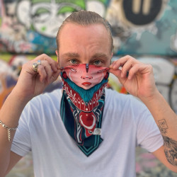 Bandana "LTC" Clarafosca unisex urban wear accessory design, graffiti style scarf